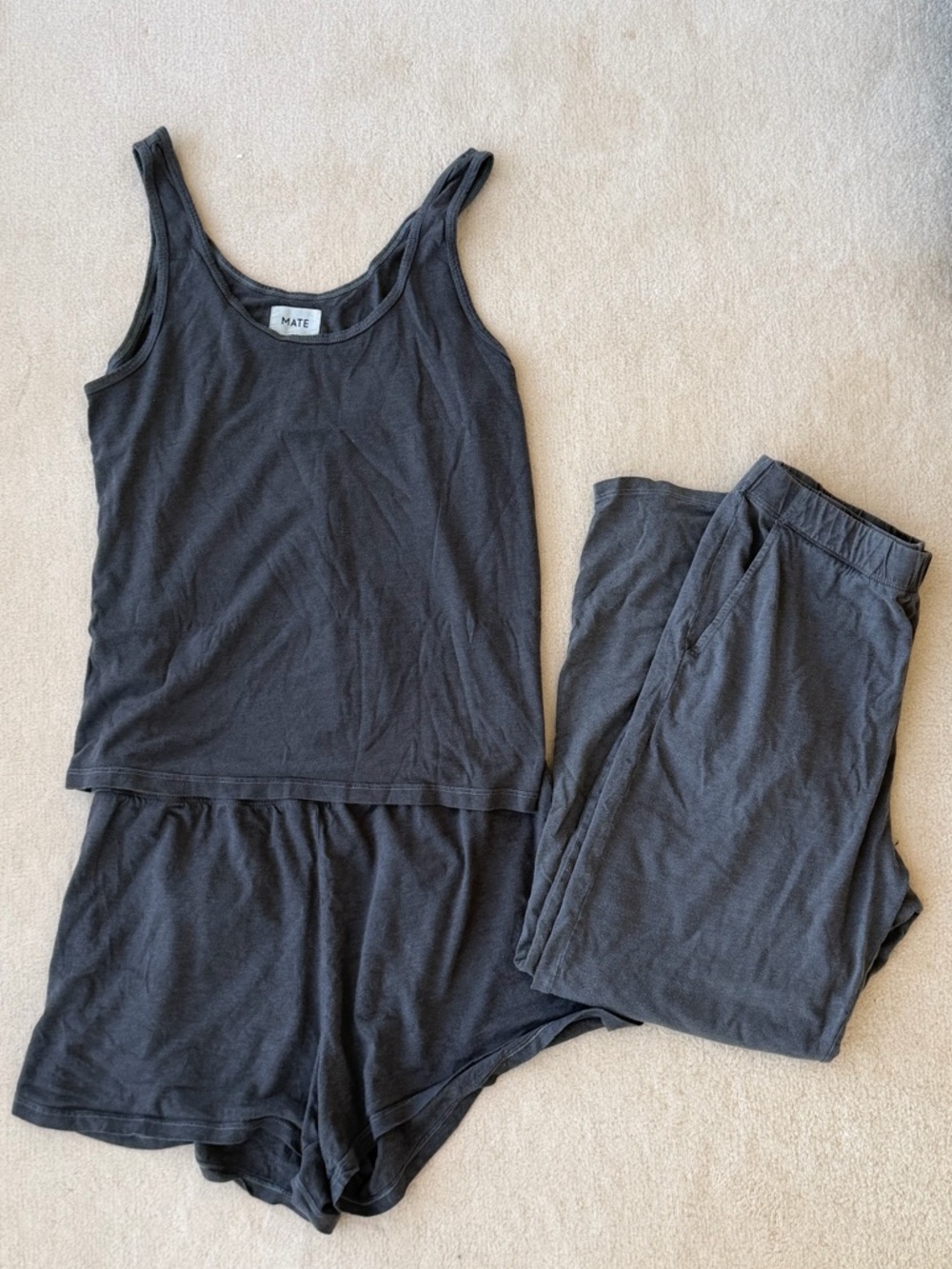 MATE the Label Charcoal Gray Three-Piece Sleep Set